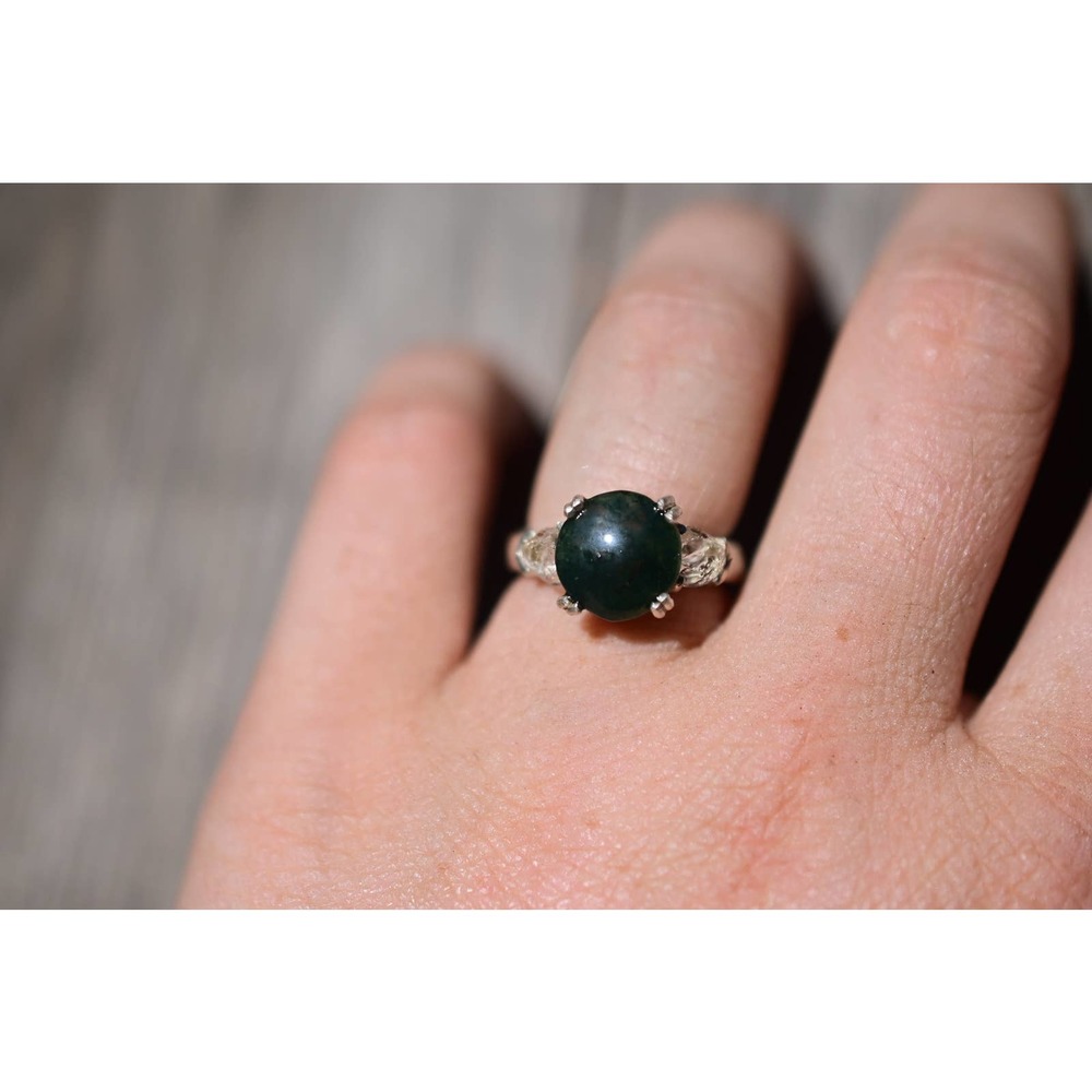 Moss agate ring size 7